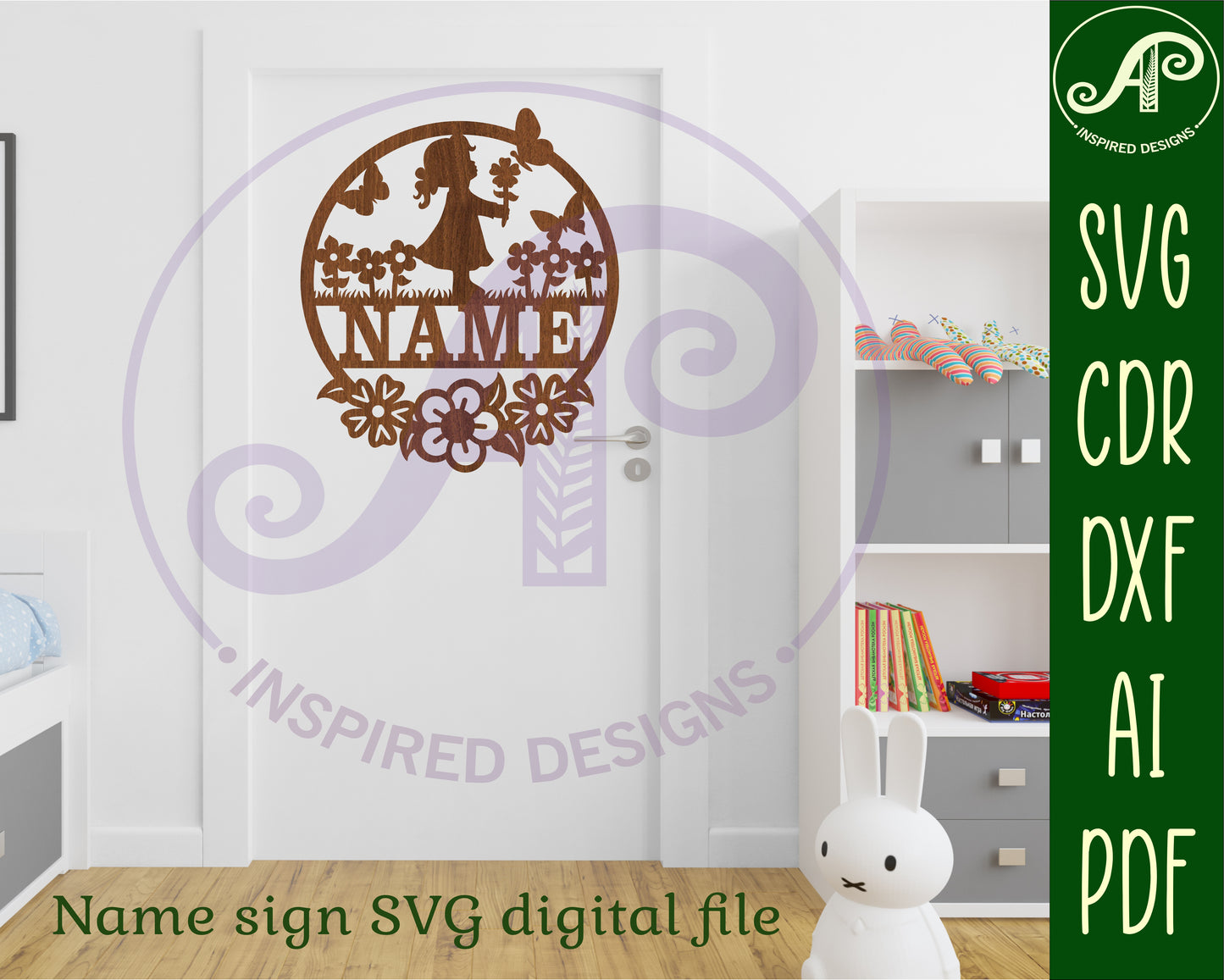 Little girl name wall sign. SVG / DXF / AI / PDF / CDR