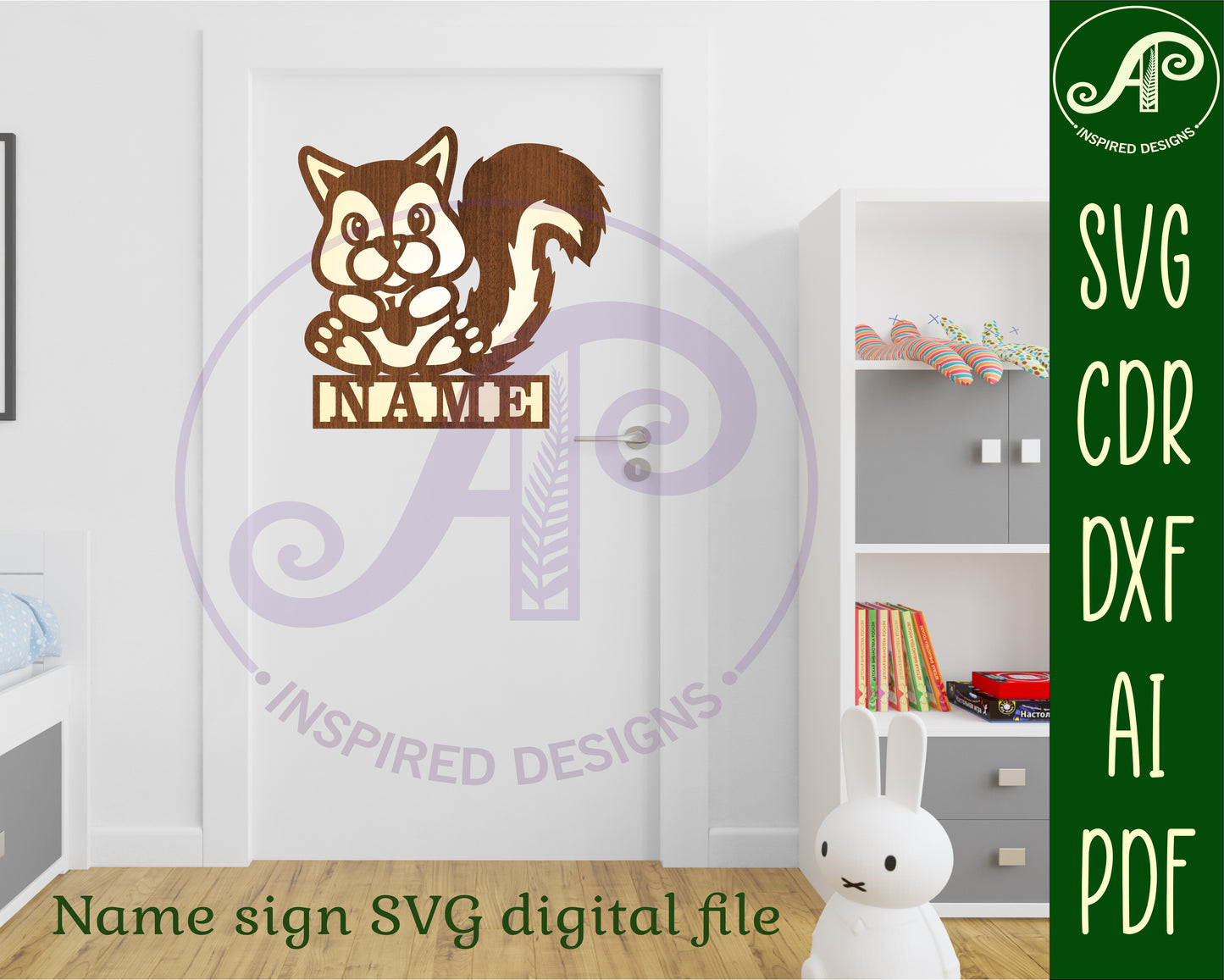 Squirrel shape name sign SVG / DXF / AI / PDF / CDR