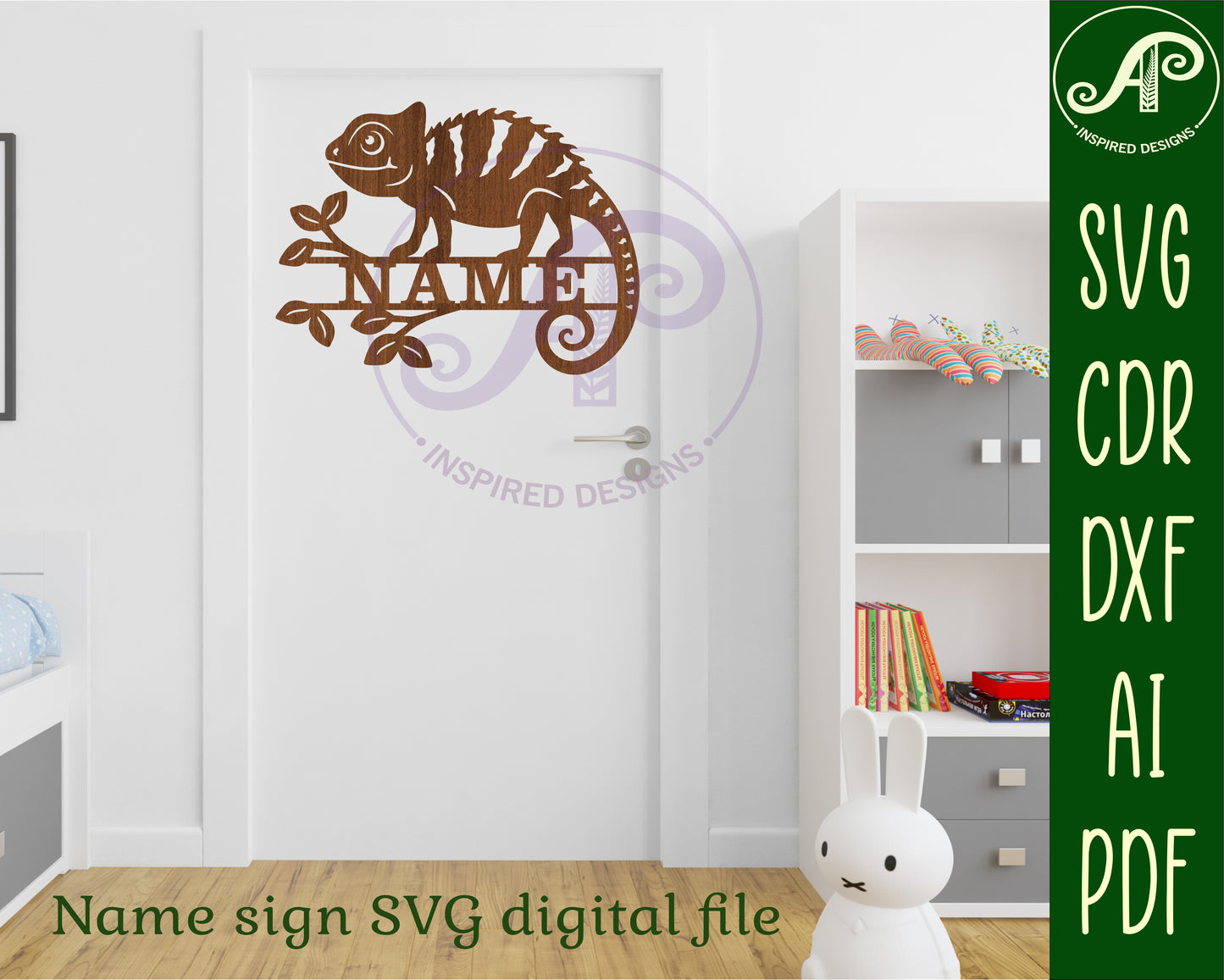 Chameleon name sign SVG / DXF / AI / PDF / CDR