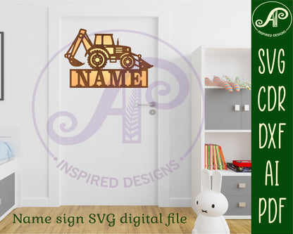 Backhoe Digger shape name sign SVG / DXF / AI / PDF / CDR