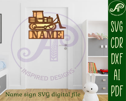 Bulldozer shape name sign SVG / DXF / AI / PDF / CDR