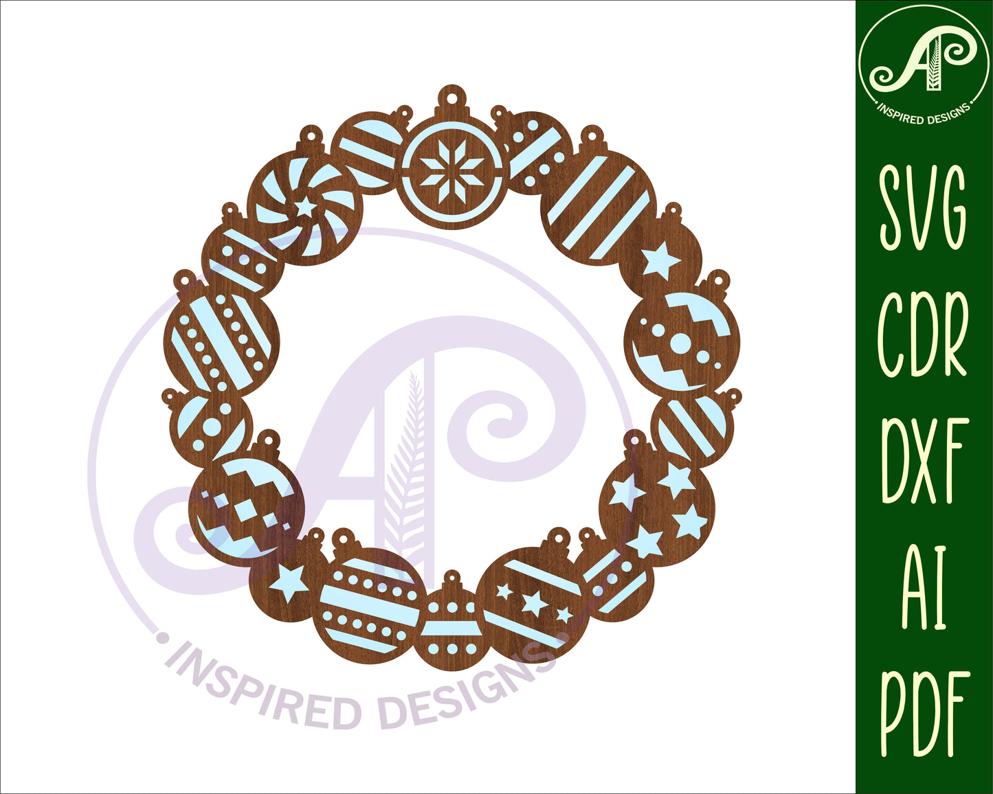 Christmas bauble wreath wall sign design SVG / DXF / AI / PDF / CDR