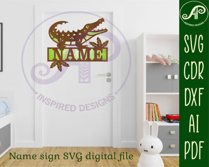 Crocodile shape name sign SVG / DXF / AI / PDF / CDR