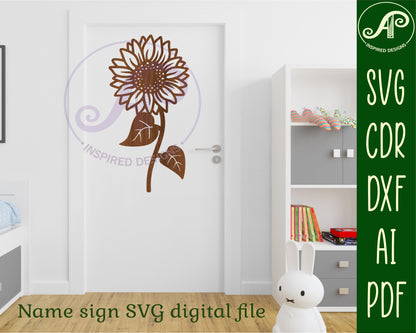 Flower cut out wall sign designs SVG / DXF / AI / PDF / CDR