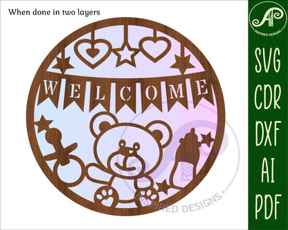 Welcome new baby wall sign design SVG / DXF / AI / PDF / CDR