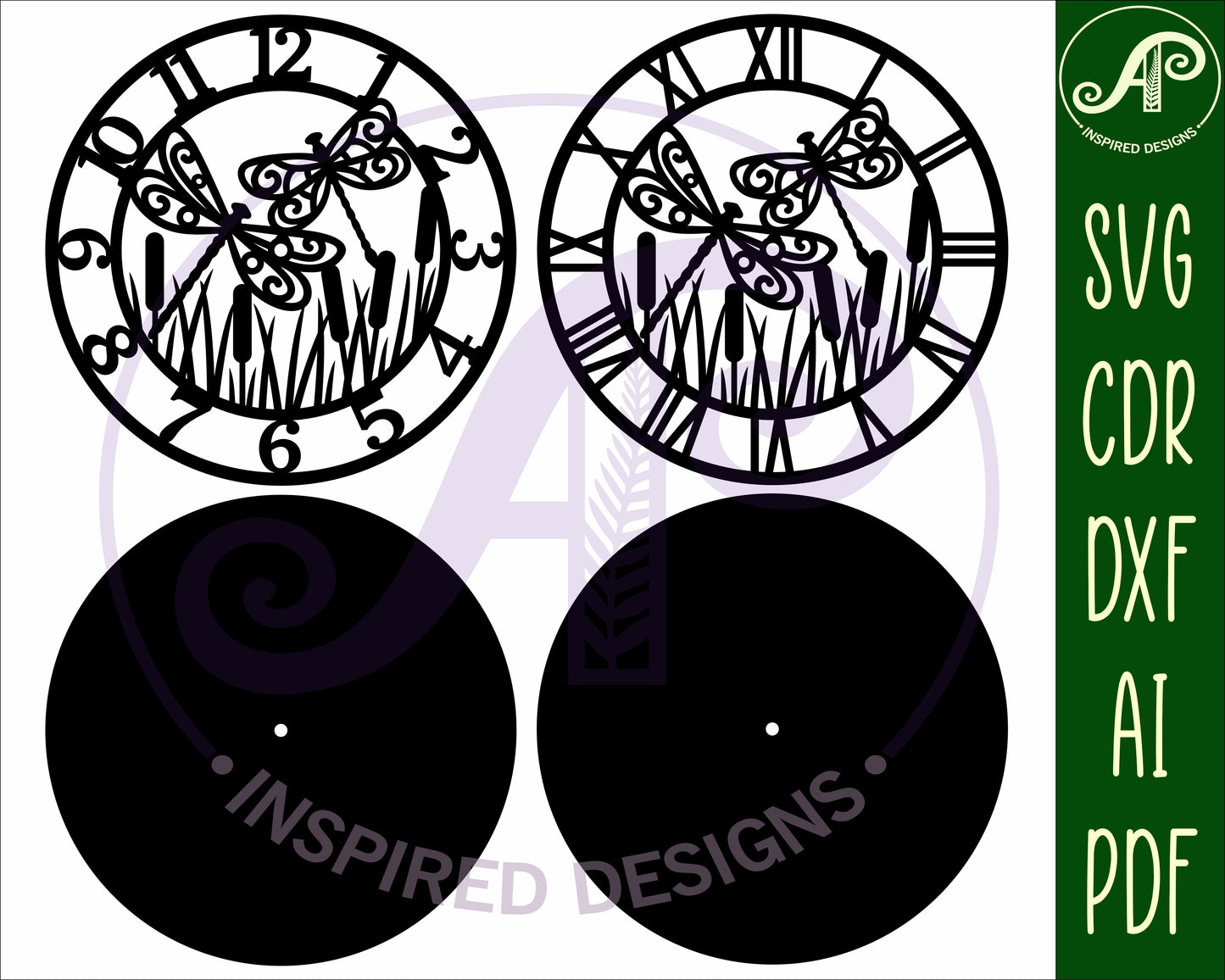 Dragonfly wall clock template designs