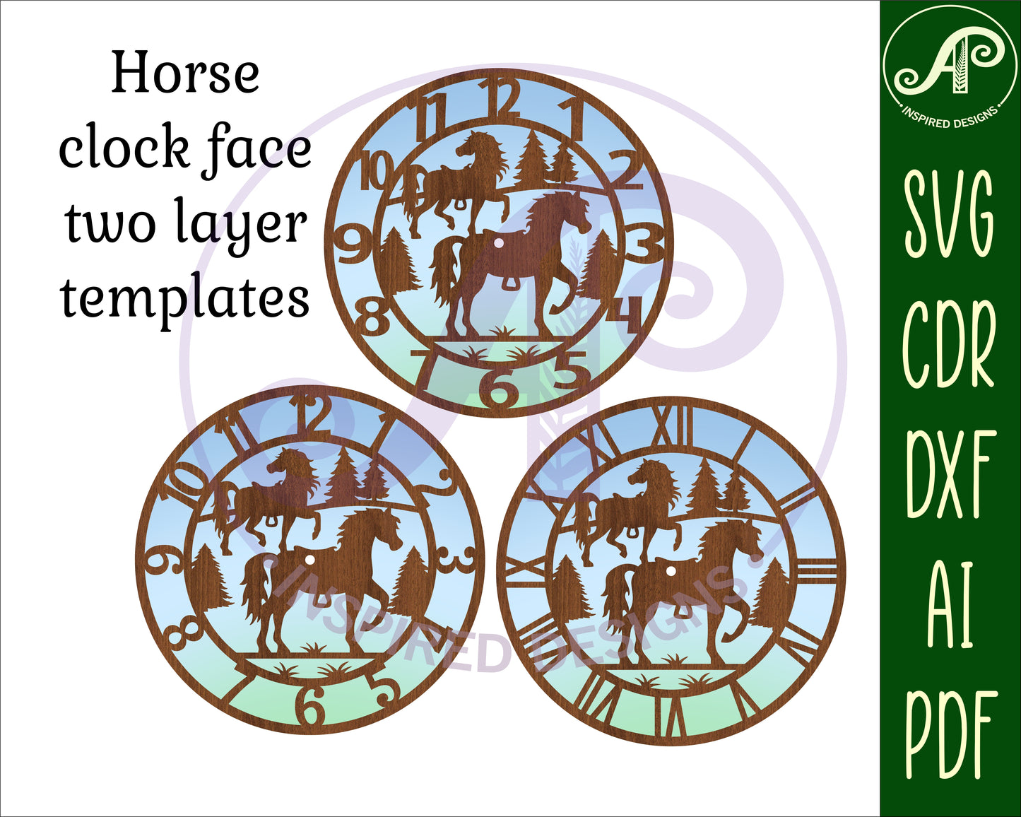 Horses clock template design