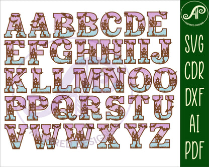 Haunted House Halloween alphabet letter set. 35 letter options