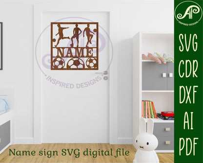 Soccer - football male name wall sign. SVG / DXF / AI / PDF / CDR