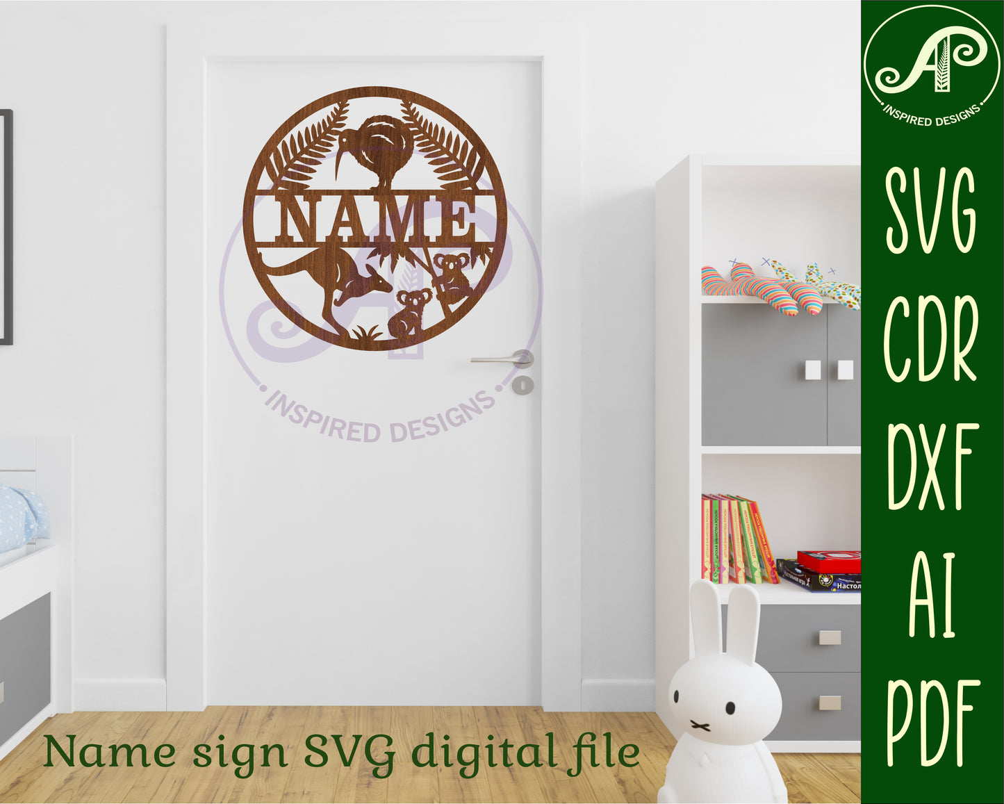 Australian and New Zealand name wall sign. SVG / DXF / AI / PDF / CDR