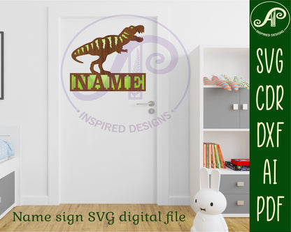 T rex detailed shape name sign SVG / DXF / AI / PDF / CDR