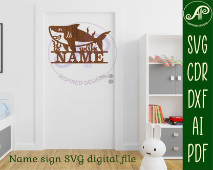 Shark design shape name sign SVG / DXF / AI / PDF / CDR