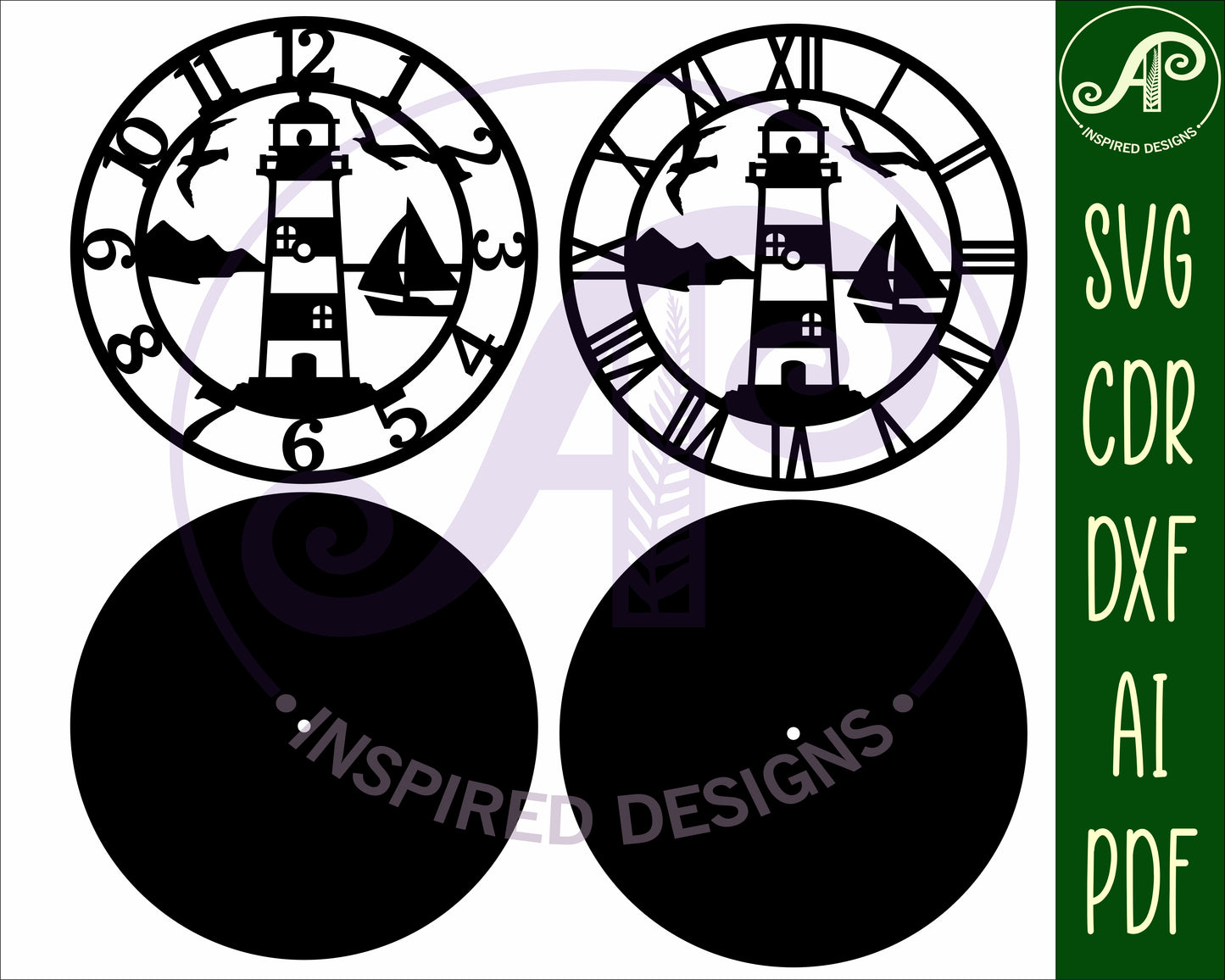 Lighthouse wall clock template designs