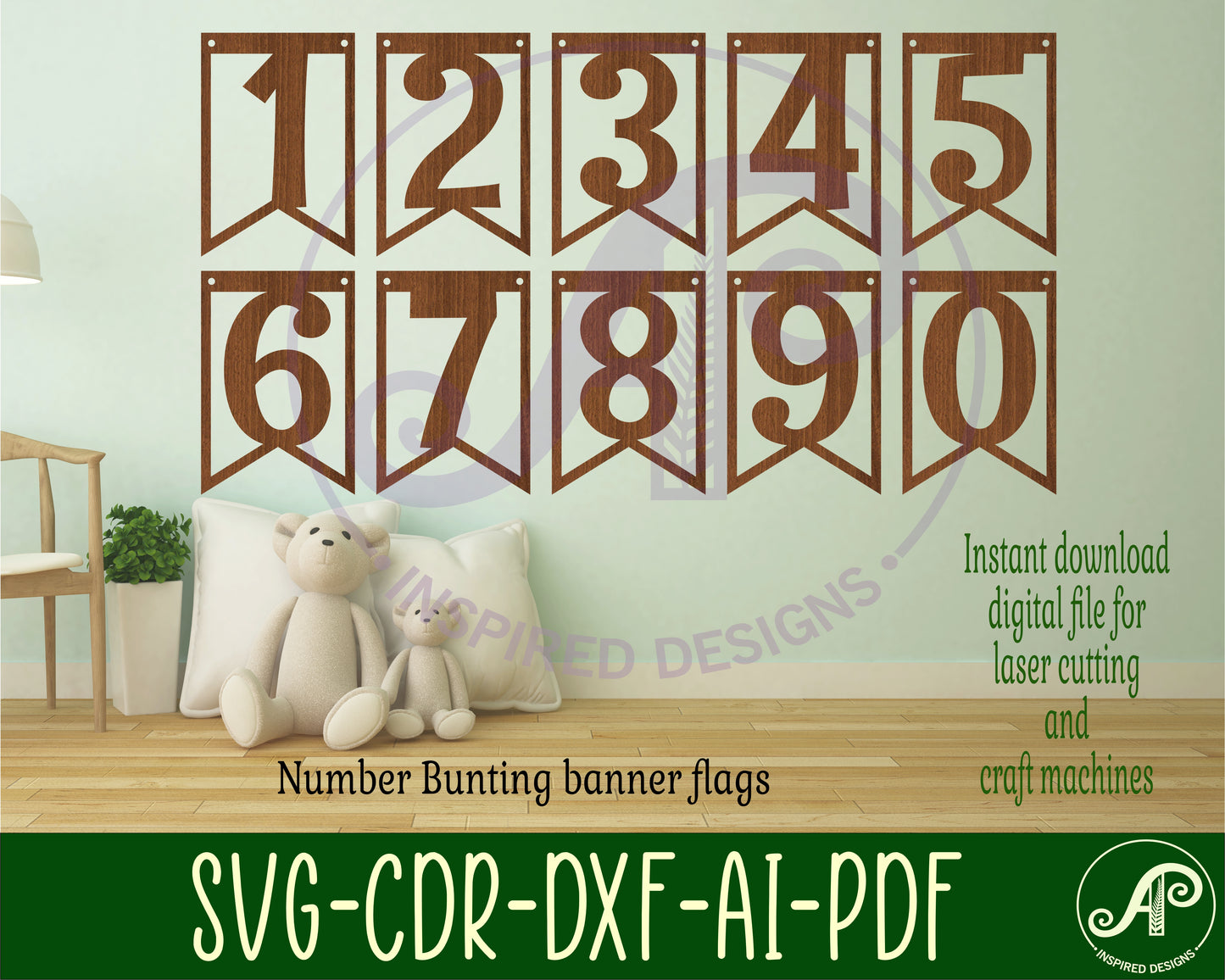 Number bunting banner flags set