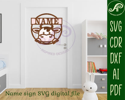 Cow single name wall sign. SVG / DXF / AI / PDF / CDR