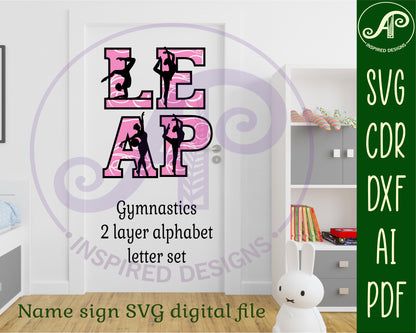 Gymnast alphabet letter set. 55 letter options