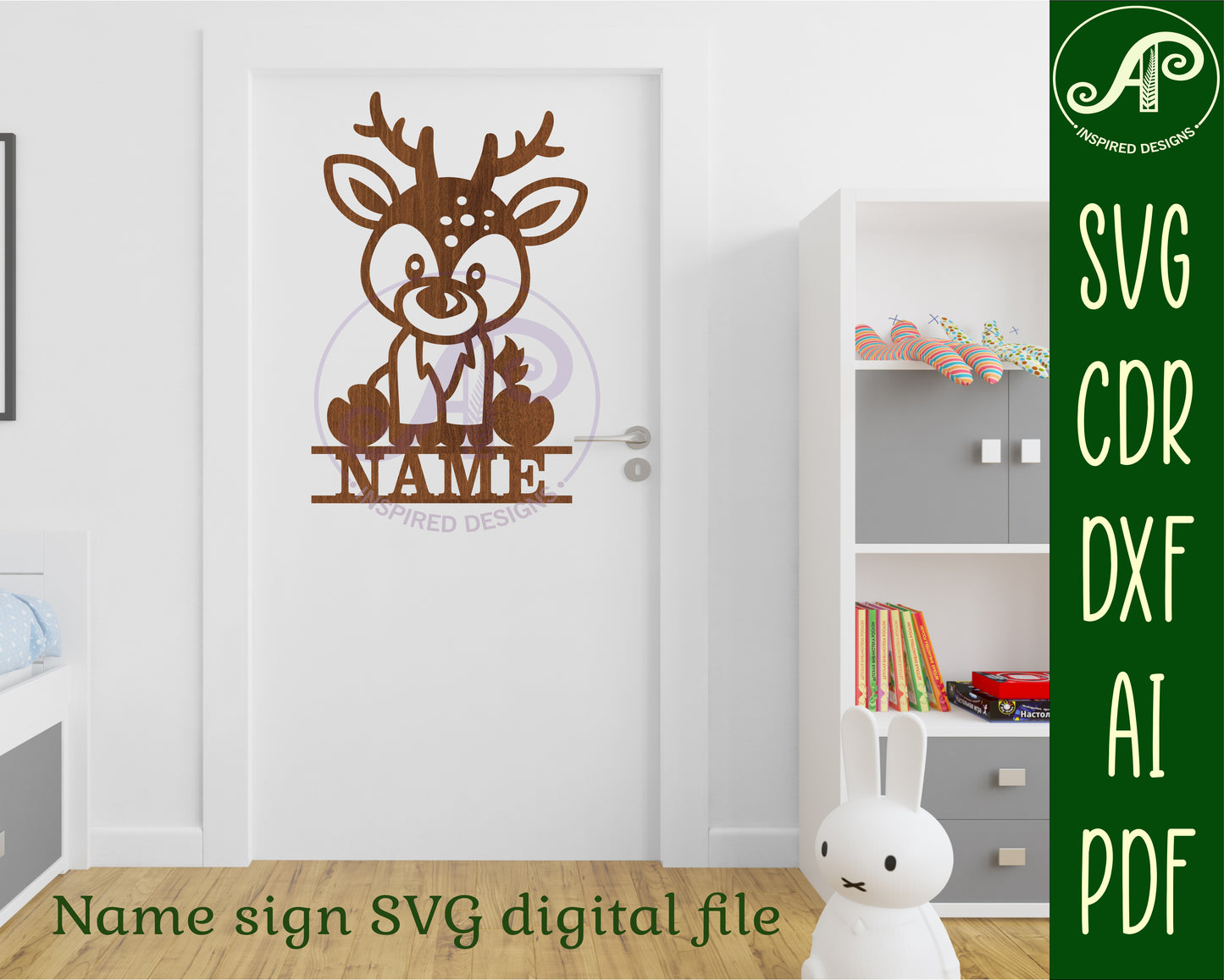 Cute Deer shape name sign SVG / DXF / AI / PDF / CDR