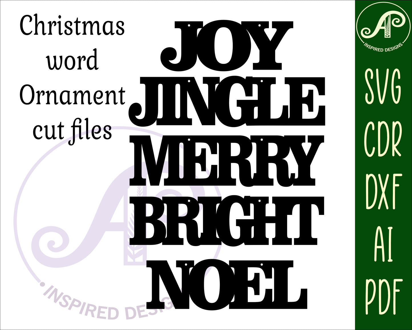 Christmas word ornament designs SVG / DXF / AI / PDF