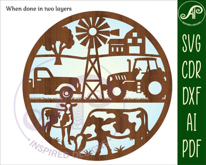 Farm scene wall sign design SVG / DXF / AI / PDF / CDR