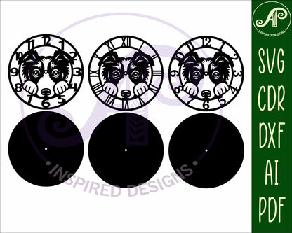 Border Collie dog wall clock template design