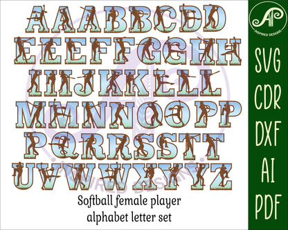 Softball alphabet letter set. 50 letter options