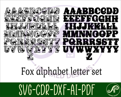 Fox and forest alphabet letter set. 54 letter options