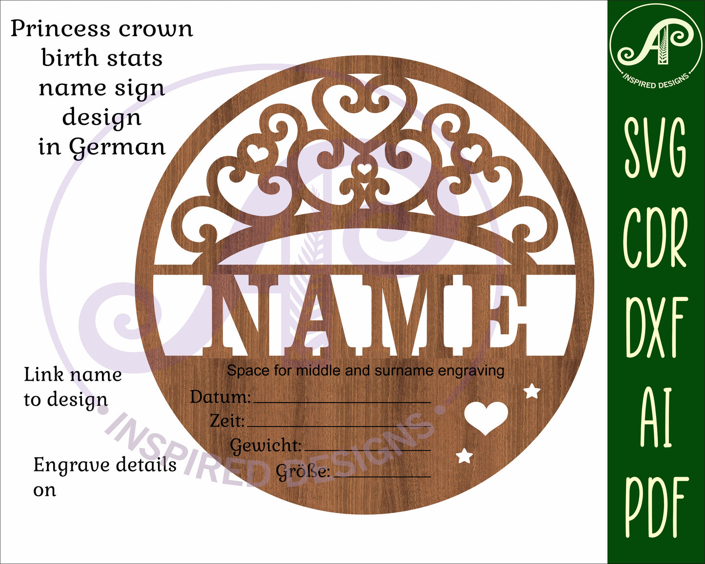 Princess crown Baby stats, Birth plaque, Newborn baby name sign