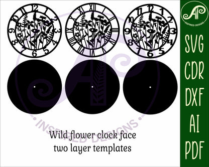 Wild flower clock template design