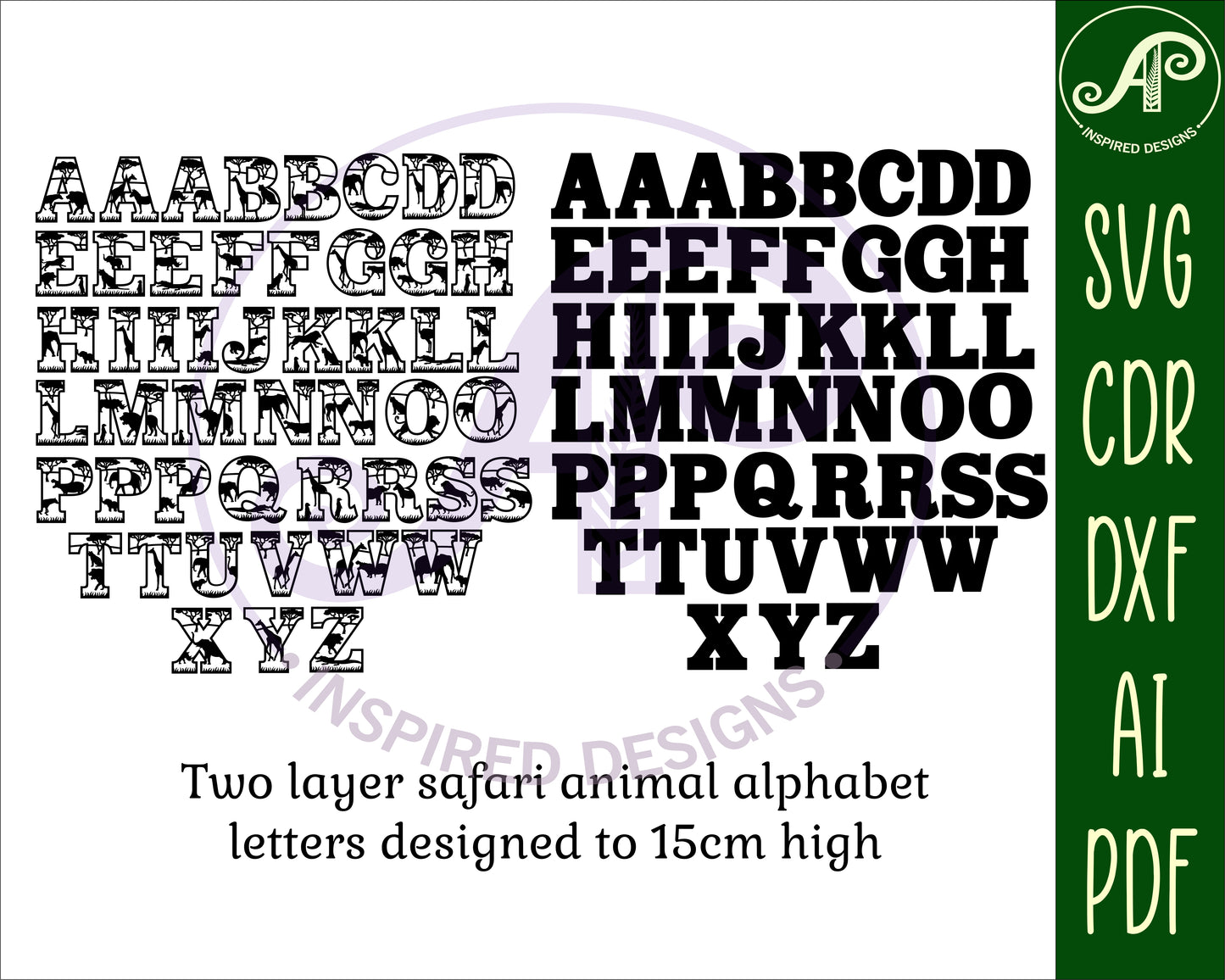 Safari alphabet letter set. 49 letter options