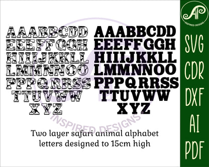 Safari alphabet letter set. 49 letter options