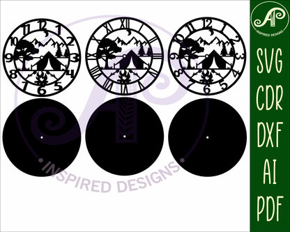 Camping wall clock template designs