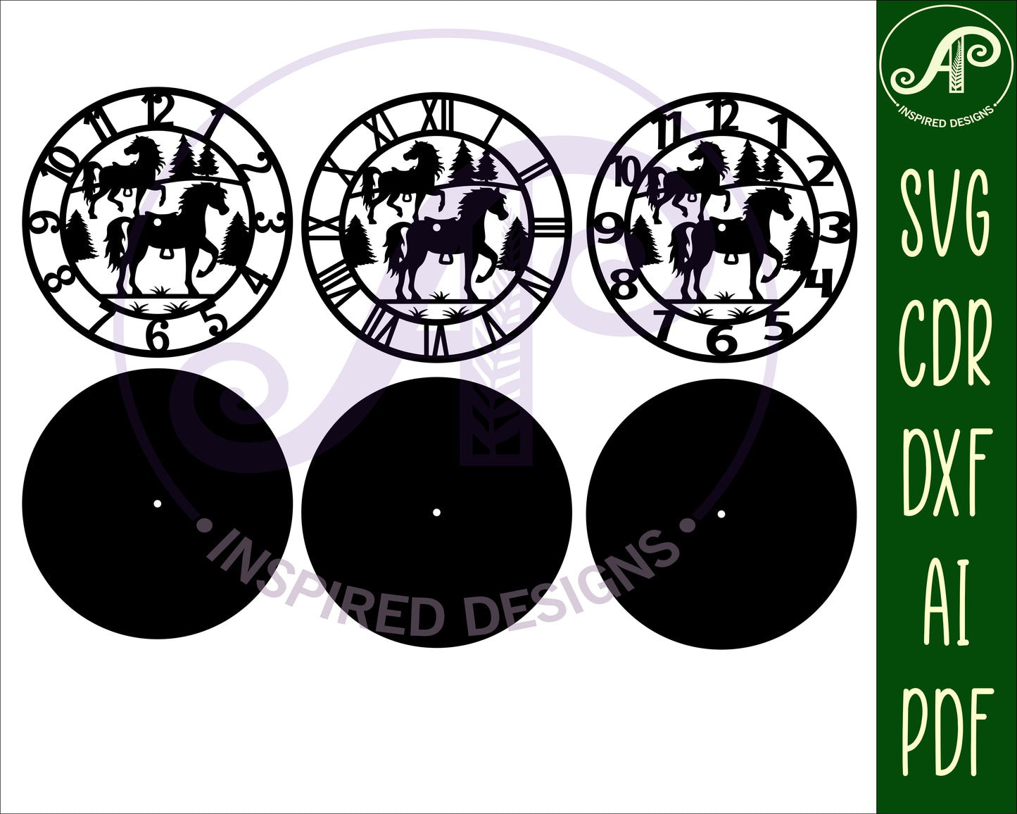 Horses clock template design