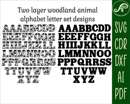 Woodland alphabet letter set. 49 letter options