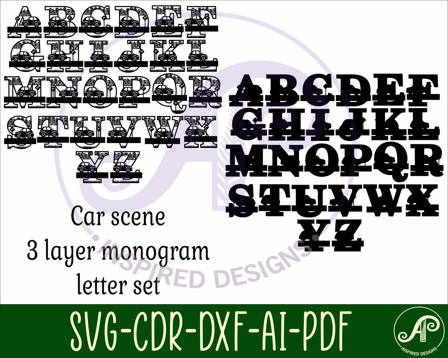 Car layered monogram sign SVG / DXF / AI / PDF / CDR