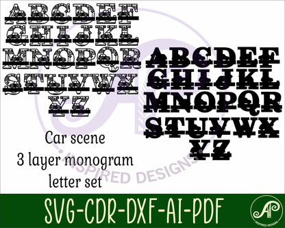 Car layered monogram sign SVG / DXF / AI / PDF / CDR