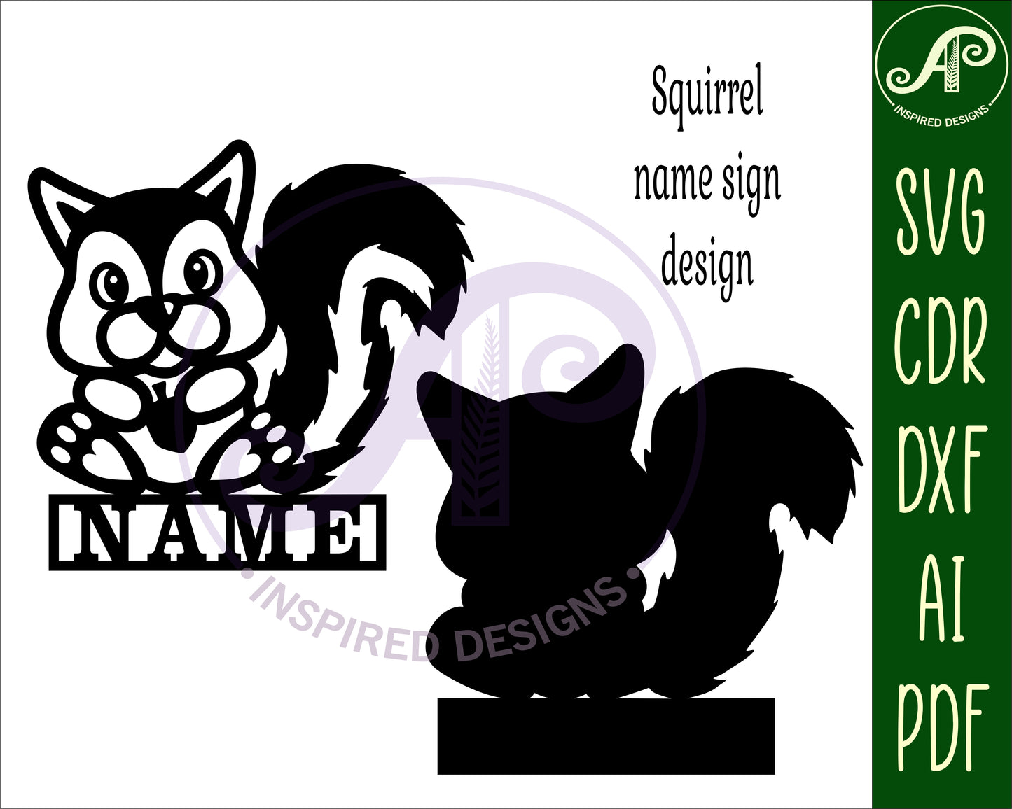 Squirrel shape name sign SVG / DXF / AI / PDF / CDR