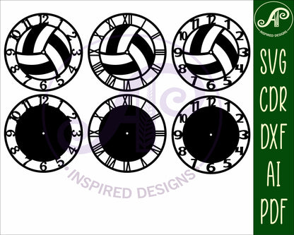 Volleyball clock template design