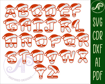 Christmas santa hat alphabet letter set. 26 letter options