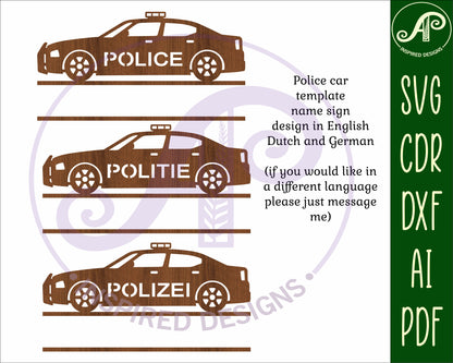 Police car shape name sign SVG / DXF / AI / PDF / CDR