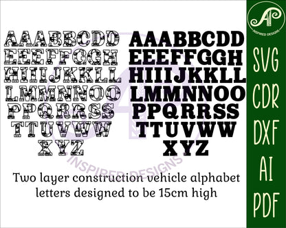 Construction alphabet letter set. 48 letter options