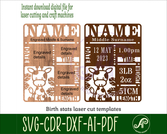 Giraffe template birth plaque signs