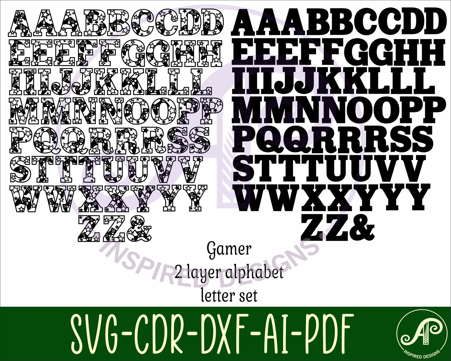 Gamer alphabet letter set. 61 letter options