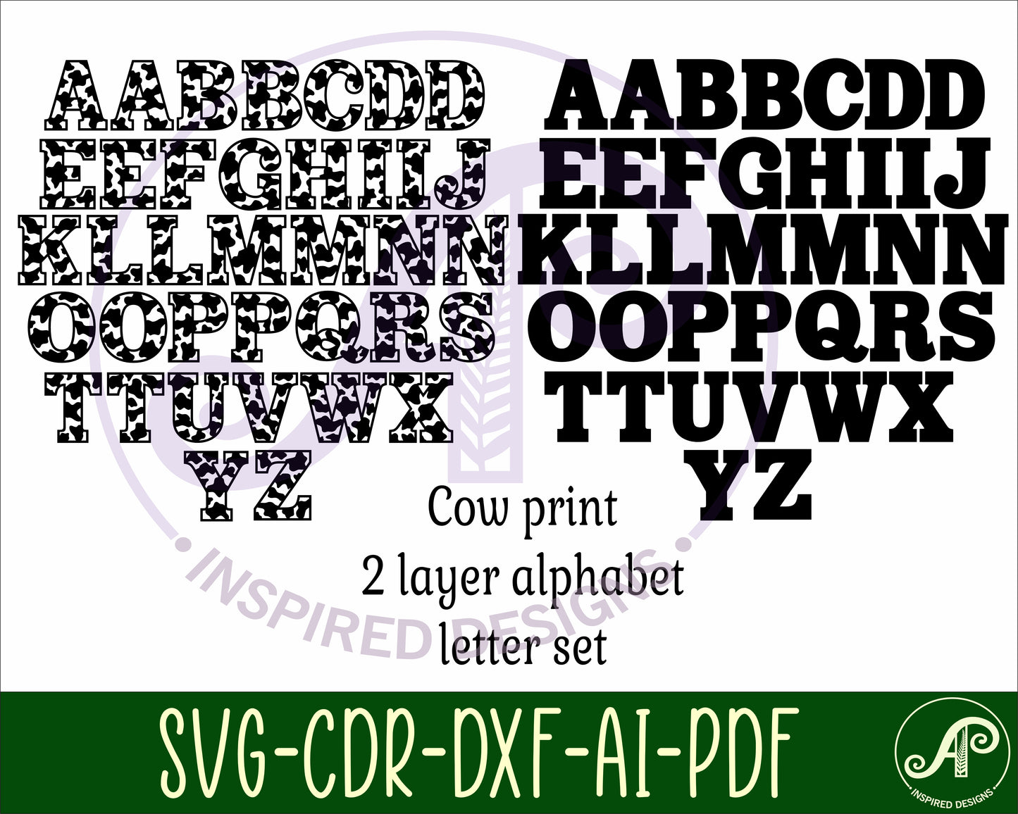 Cow print alphabet letter set. 37 letter options