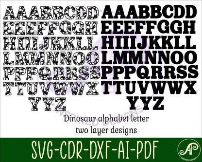 Dinosaur alphabet letter set. 50 letter options