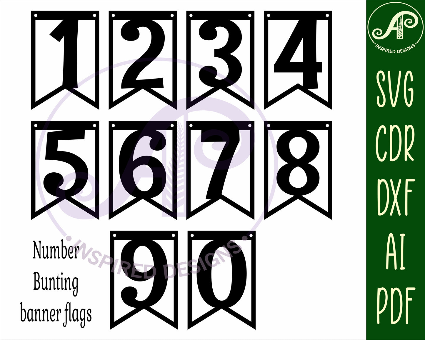 Number bunting banner flags set