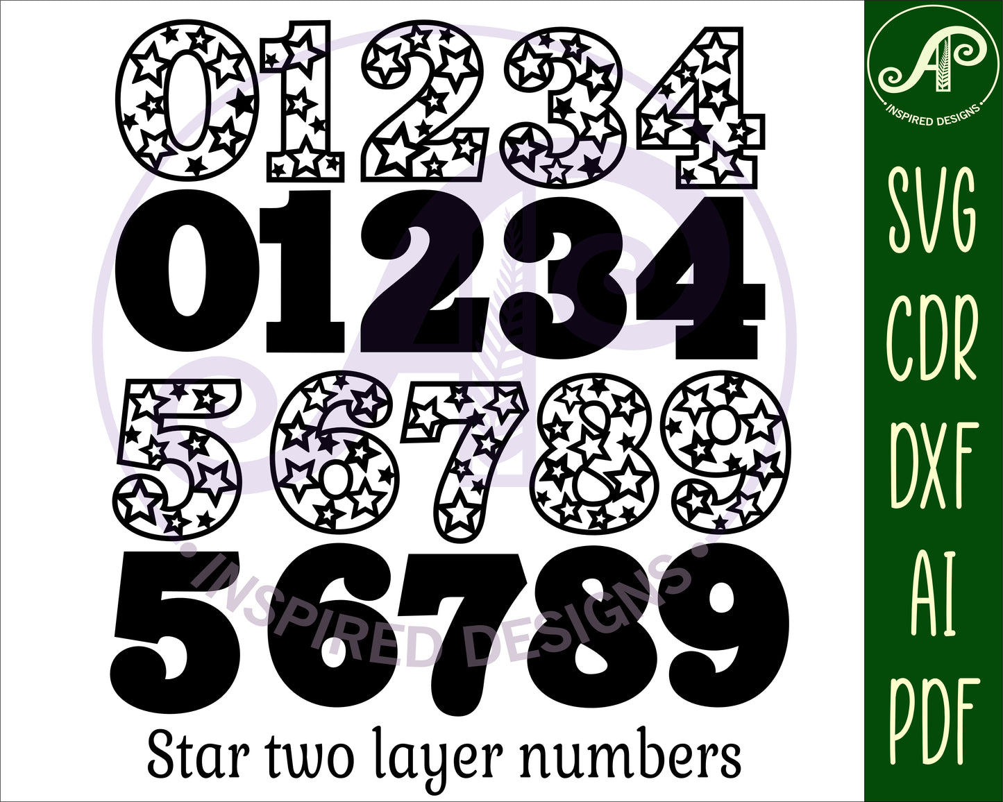 Stars wall numbers set. two layers