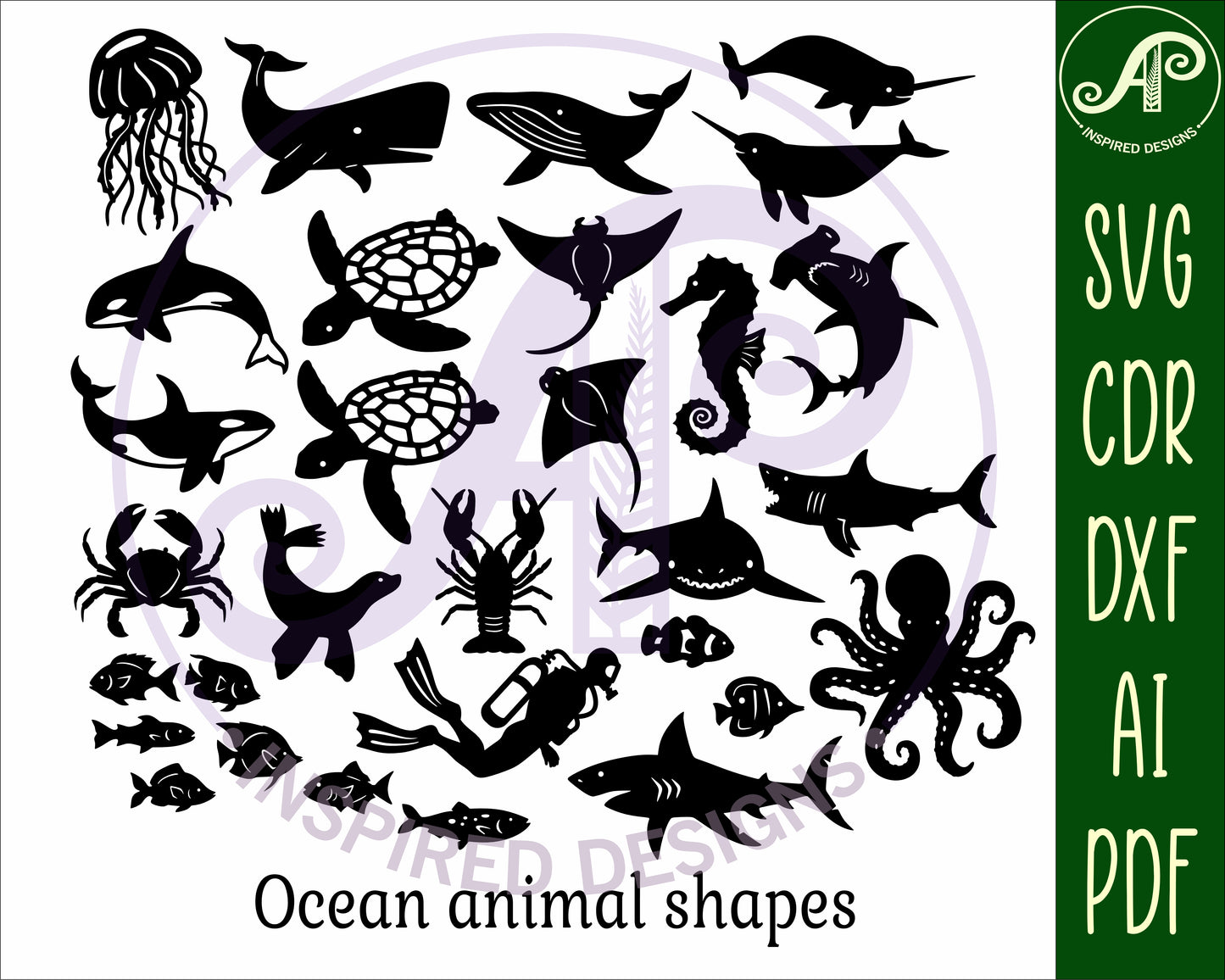 Ocean animals shapes wall signs