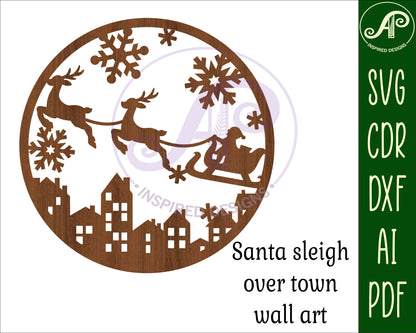 Santa sleigh wall sign design SVG / DXF / AI / PDF / CDR