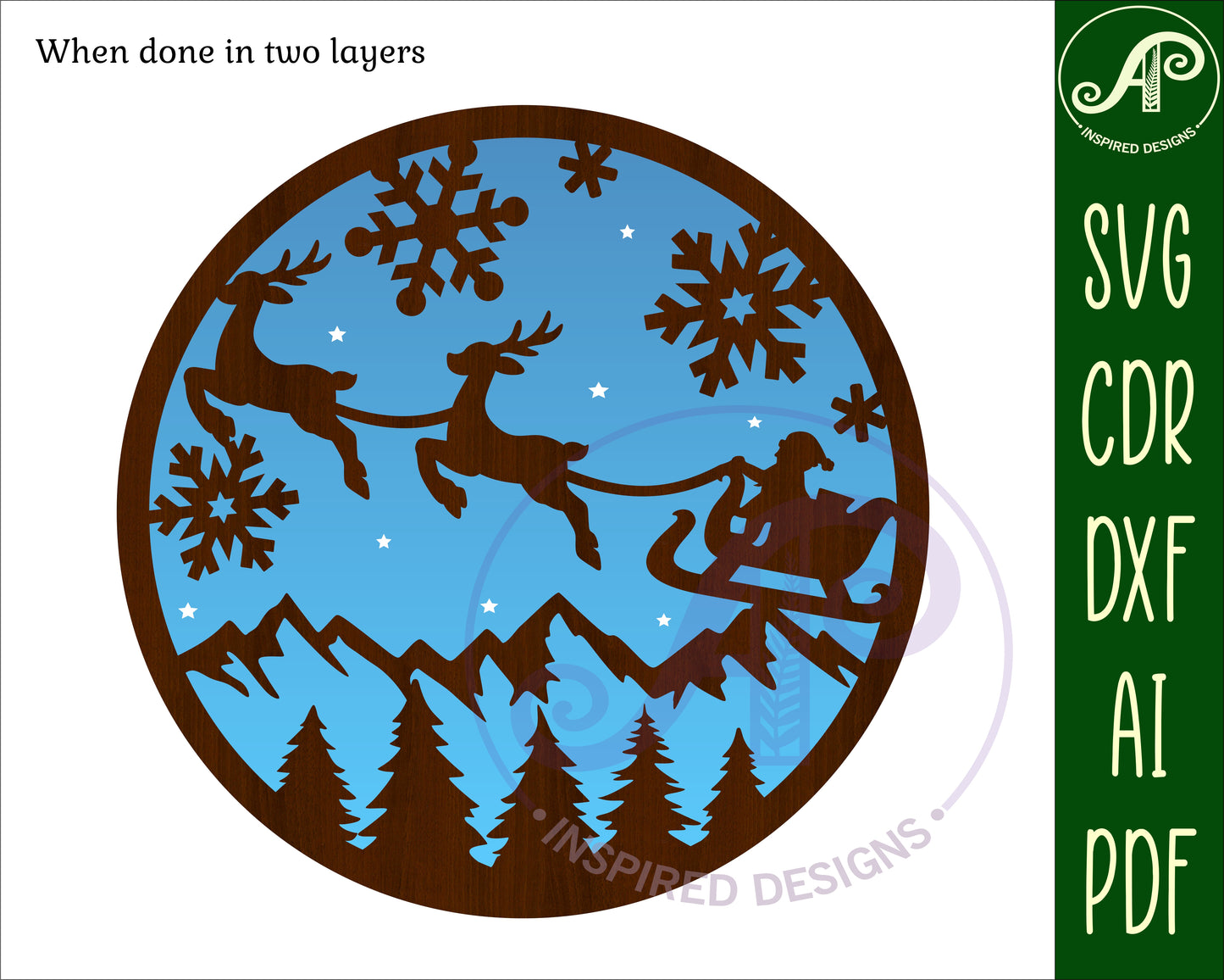 Santa sleigh wall sign design SVG / DXF / AI / PDF / CDR