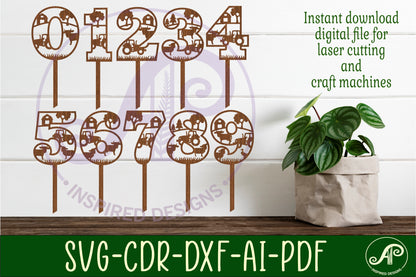 Farm animal number cake toppers design SVG / DXF / AI / PDF / CDR